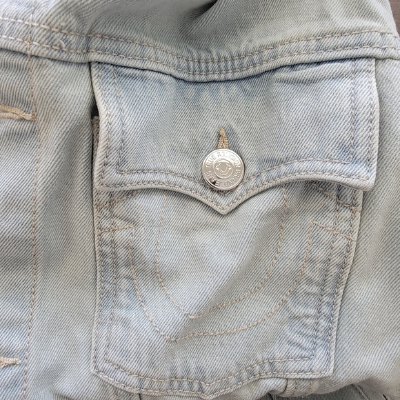 True Religion Jesse SN Trucker Jacket Light Blossom Wash Men's Denim Large - Picture 12 of 16